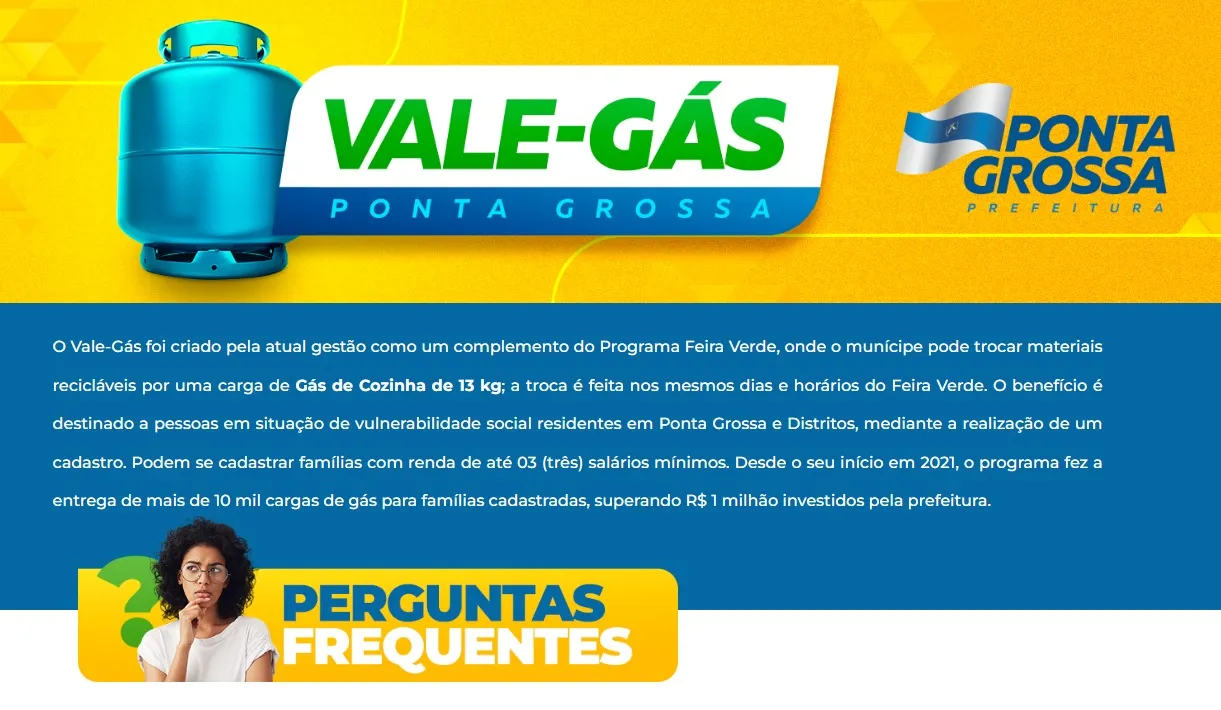 Cadastro online para o Vale-Gás