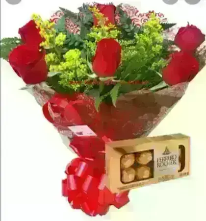 Buquê Rosas e Chocolate