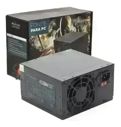Fonte Atx | 400W | Knup Cowboy | Bivolt Manual | Silenciosa | 24 Pinos Sata Preta