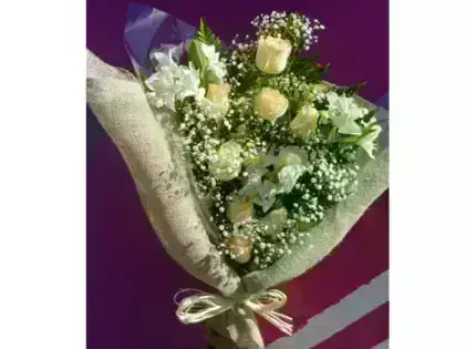 Ramalhete de Rosas na Juta - Champanhe
