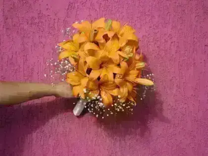 Buquê Noiva Lírios Laranja