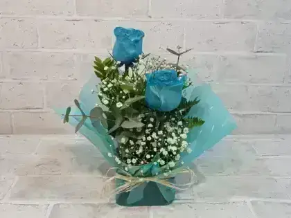 Arranjo com Rosas Azuis - 2 Rosas