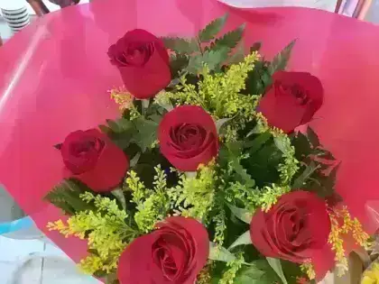 Buquê de Rosas Vermelhas Simples - 6 Rosas