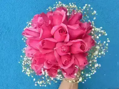 Buquê Noiva Rosas Pink - 24 Rosas