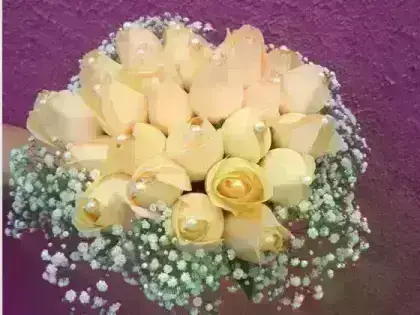 Buquê Noiva Rosas Champanhe - 24 Rosas
