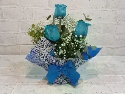 Arranjo com Rosas Azuis - 3 Rosas