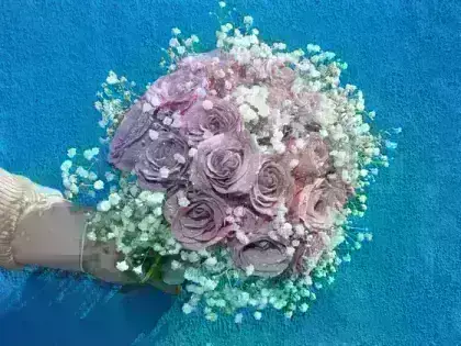 Buquê Noiva Rosas Lilas - 24 Rosas