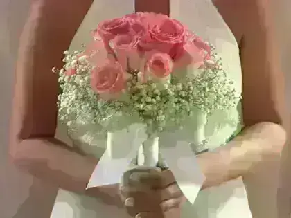 Buquê Noiva Rosas Pink e Rosa Sorvete - 24 Rosas