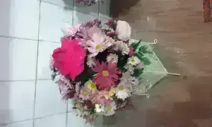 Puff Flor do Campo Rosas