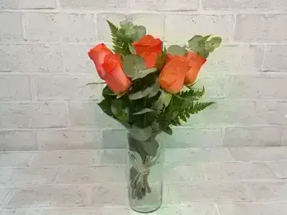 Vaso com Rosas Laranjadas - 6 Rosas