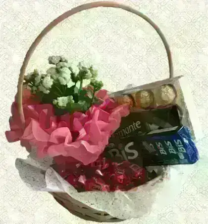 Cesta de Chocolates e Flores