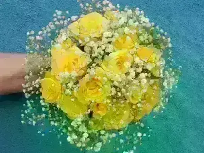Buquê Noiva Rosas Amarelas - 18 Rosas