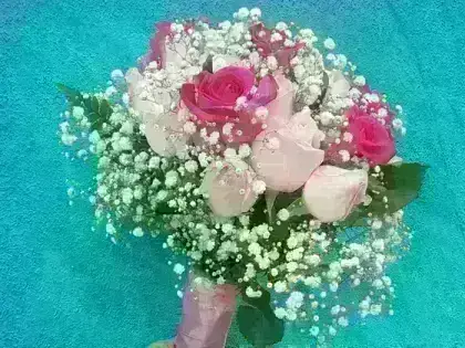 Buquê Noiva Rosas Rosa e Pink - 24 Rosas