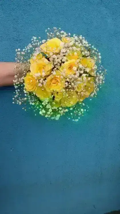 Buquê Noiva 12 Rosas Amarelas